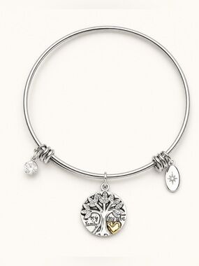 Family Tree My Family,My Love" Adjustable Bangle Bracelet in Stainless Steel NWT